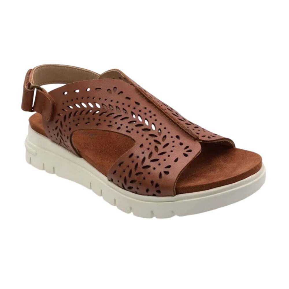 David Tate Womens Mindy Wedge Sandals Size 5 M Dark Brown Leather NIB